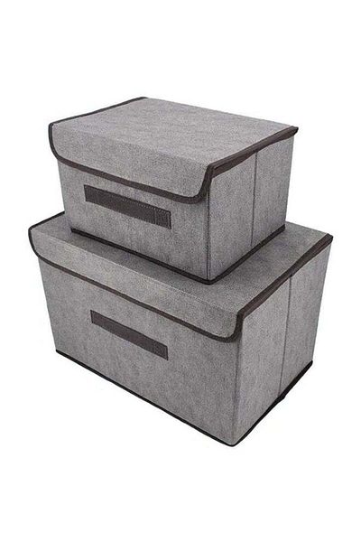 Generic Pack Of 4 Foldable Storage Box With Lid Grey 36x23x24cm
