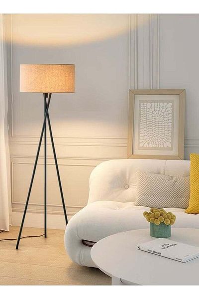 Generic مصابيح أرضية DIDA مصباح أرضي حديث مصنوع من الحديد المطاوع وحامل ثلاثي القوائم وإضاءة من القماش وديكور مصباح قائم على القدم