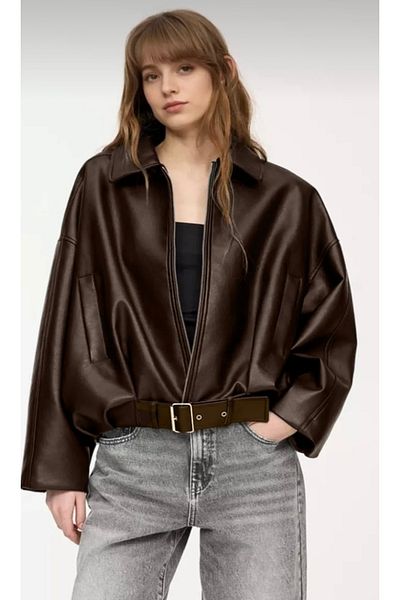 çerme Oversize P&B Women's Leather Jacket