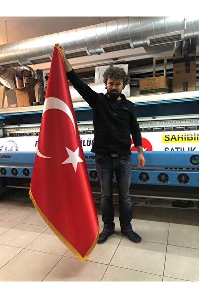 dakik reklam Makam Bayrağı, Türk Bayrağı, Telalı Türk Bayrak Altın Simli Varak Saçaklı Bayrak 100x150cm