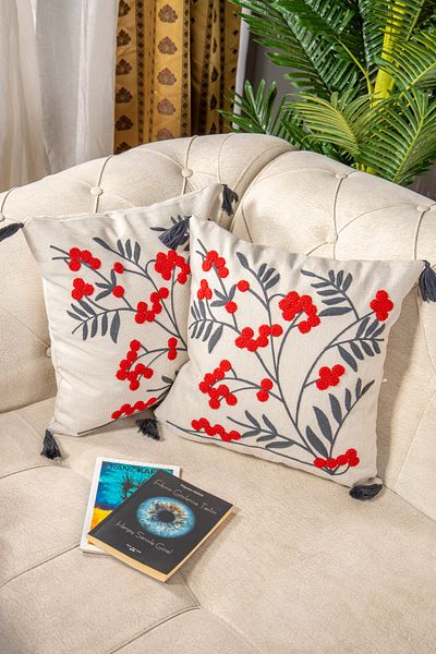 Bade Design 2-Piece Punch Throw Pillow, Decorative Pillow Case (Linen Fabric) with Book Gift