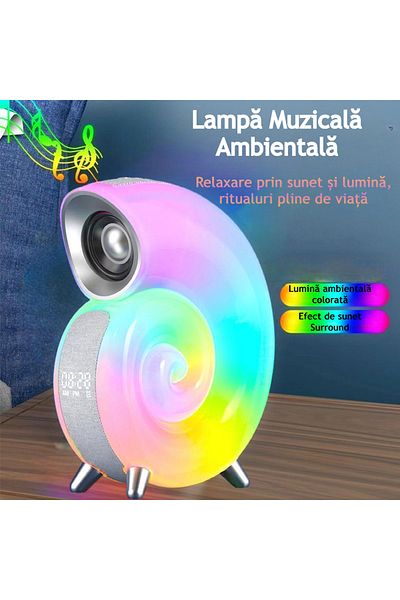 VENTLEX Lampa Muzicala LED RGB, Lumini Ambientale, Sincronizare muzicala, Difuzor Surround 360°, Bluetooth