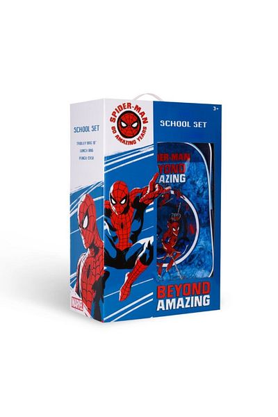 Marvel حقيبة ظهر مدرسية بعجلات كبيرة الحجم 3 في 1 من Spider-Man Classics 3D Cartoon مع حقيبة غداء