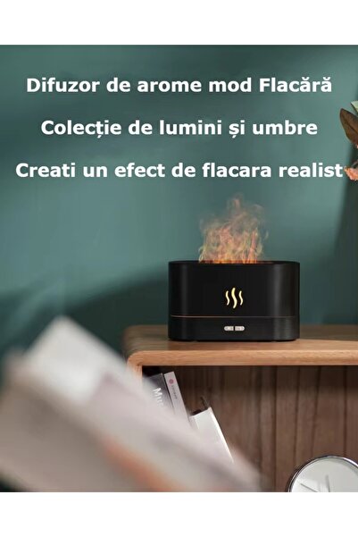 GBV LOGIC Umidificator Cu Ultrasunete Aromaterapie ,Stil Flacără, Cu Ulei Esențial, 180 ml,negru