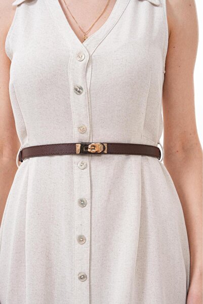 MODAM HİFA Bitter Coffee Adjustable Size Women's Belt Trouser Belt Dress Belt Shirt Belt Coat Belt