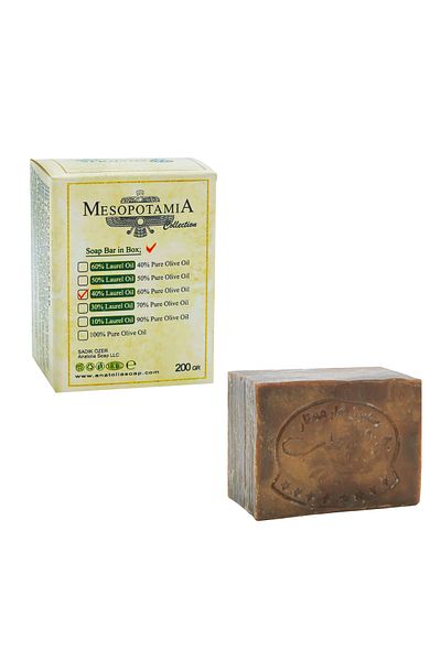 Anatolia Soap صابون حلبة ميسبوتاميا بنسبة 40% مصنوع يدويًا من الغار، مغذي رائع للشعر الجاف والعادي