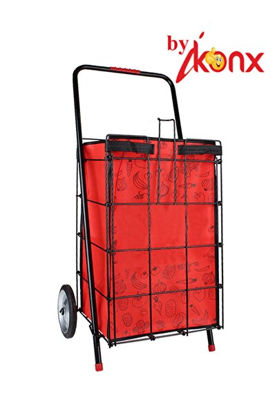 BYİKONİX Metal Tekerlekli 6ml Kalın Telli Büyük Boy Pazar Arabası 95 x 95