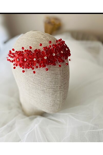 Merio tasarım تاج كريستال أحمر، زفاف، خطوبة، وعد، إكسسوار شعر بالحناء