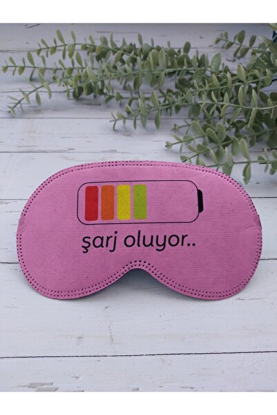 doktorbonem Şarj Oluyor Pembe Uyku Bandı Göz Bandı Baskılı Pamuk Seyahat Uyku...