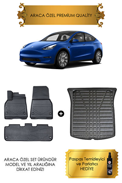 Sare Tuning Tesla Model Y 2024 - 2025 Sonrası Araca Özel Havuzlu Paspas Ve Ba...
