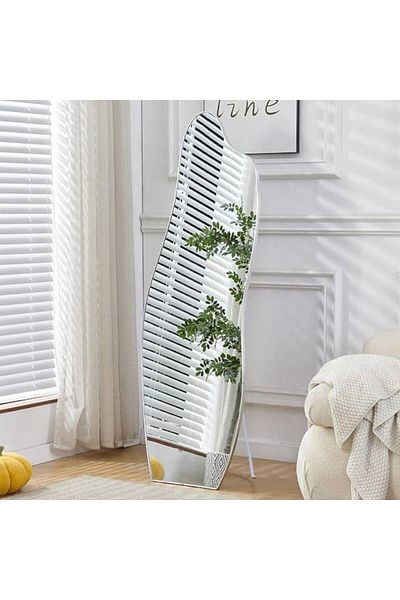 Al Saada Home Floor Mirror with White Metal Frame 58×170 cm