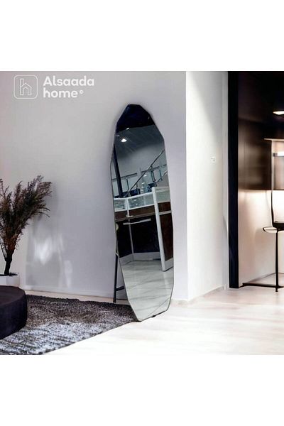 Al Saada Home Floor Mirror with Frame - Black - 50x160 cm