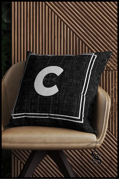 SasoHome Letter Cushion Cover - Letter C - Decorative Digital Printed Cushion Pillow Case with Letter