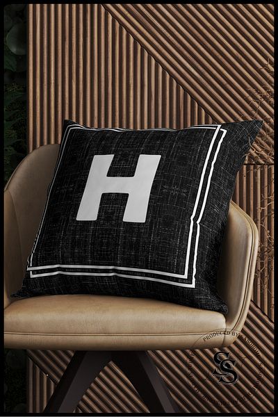 SasoHome Husă de pernă cu litere - Litera H - Husă de pernă cu litere decorativă imprimată digitală