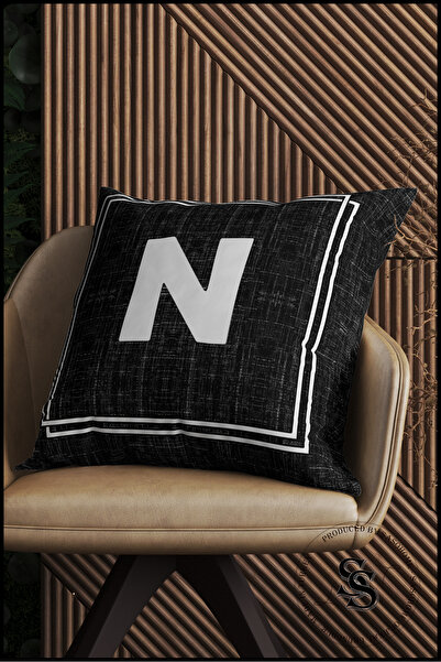 SasoHome Подушка з літерою - Літера N - Декоративна подушка з літерою та цифровим принтом - Чохол для подушки