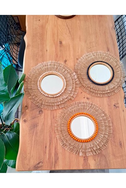 dekorasyoncunuz 3 lü fırsat Renkli EL YAPIMI BOHEM HASIR AHŞAP BONCUKLU DUVAR...