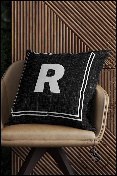 SasoHome Lettered Cushion Cover - Letter R - Decorative Digital Printed Cushion Cover with Letters - Pillow Case