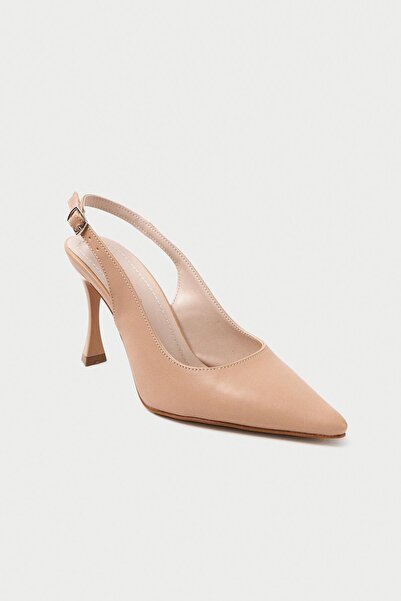 Mubiano MBHRN950-N Kadın Arkası Açık Sivri Burun Nude Yüksek Topuklu Ayakkabı & Stiletto