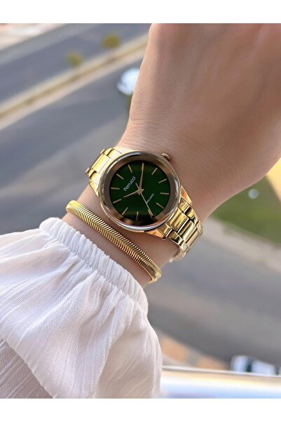 Ferrucci Special Boxed Gold Case Cord Green Tar Women's Wrist Watch with Brac...