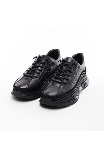 derinet Yüksek Taban Hakiki Deri Erkek Sneaker