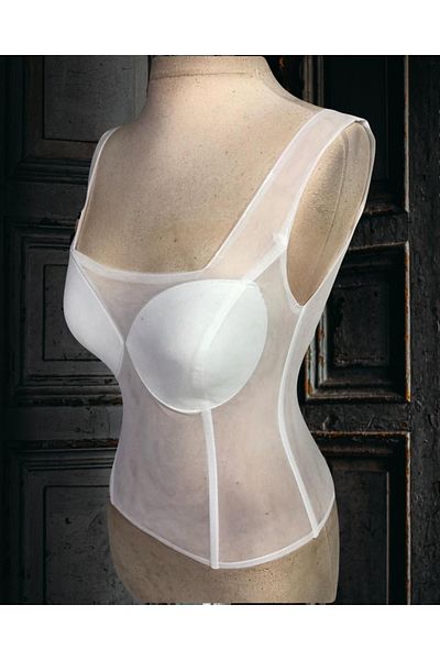 MODA Ecru Transparent Square Neck Strap Corset - Ready Size for Wedding Dress