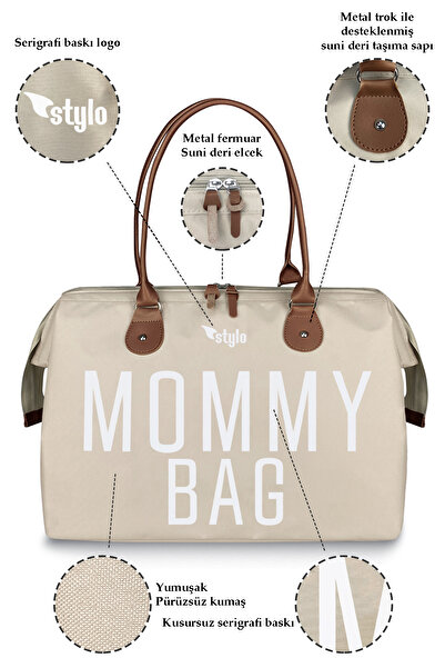 Stylo Mommy Bag Usa Anne Bebek Bakım Ve Kadın Çantası - Bej
