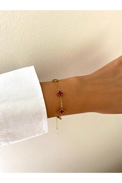 marsel aksesuar سوار فان كليف من الفولاذ ذو الحجم الصغير من حجر العناب الذهبي...