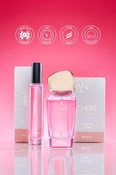 Imprime مجموعة عطور Cherié EDP 50 مل وحجم السفر 15 مل للنساء I زهري وطازج I الفراولة والأناناس والبيون