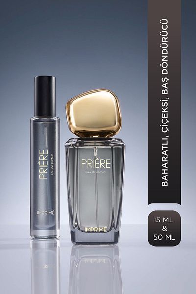 Imprime مجموعة عطور نسائية من Prier EDP 50 مل وحجم السفر 15 مل، بنكهة التوابل والزهور، البرقوق والقرنفل والورد