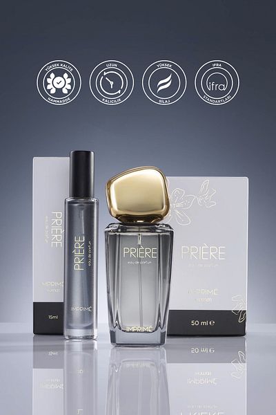 Imprime مجموعة عطور نسائية من Prier EDP 50 مل وحجم السفر 15 مل، بنكهة التوابل والزهور، البرقوق والقرنفل والورد
