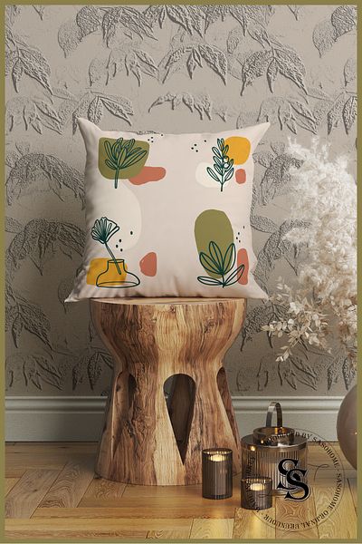 SasoHome Imaginary Surreal Flowers Patterned Decorative Gift Throw Pillow - Pillow Case