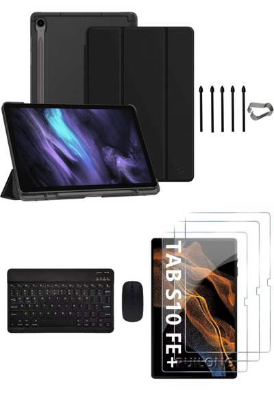 Covpor Samsung Galaxy Tab S10 FE+ Plus Flip Kılıf+Klavye Mouse+S Pen Yedek Uç...