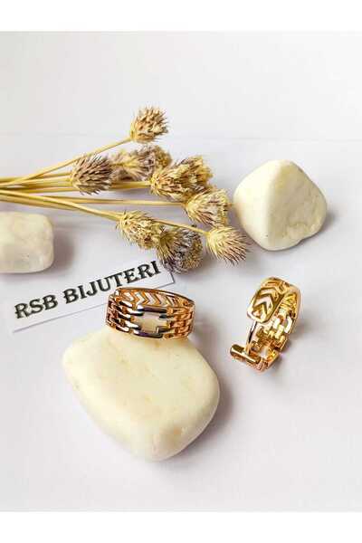 RSB Bijuteri Küpe Halka Altın-Gümüş Kaplama 316 L Çelik + Hediye Paket