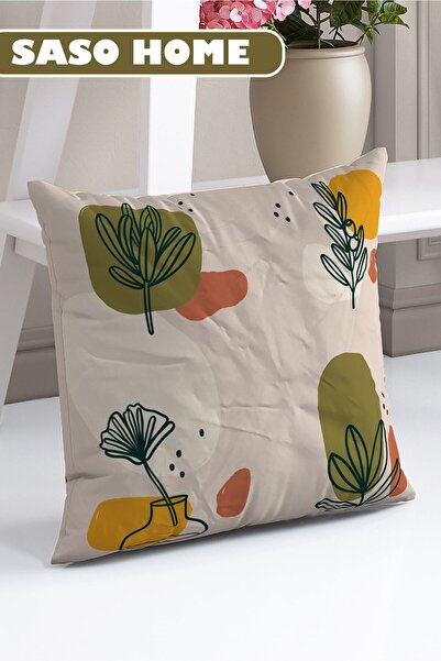 SasoHome Imaginary Surreal Flowers Patterned Decorative Gift Throw Pillow - Pillow Case