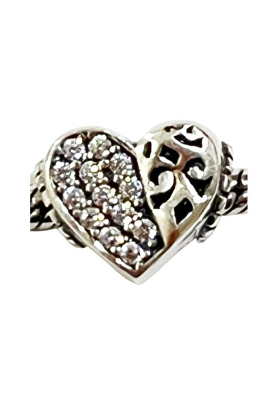 Fubena Yerli Üretim Taşlı Kalp Ve Hayat Ağacı Gümüş Charm