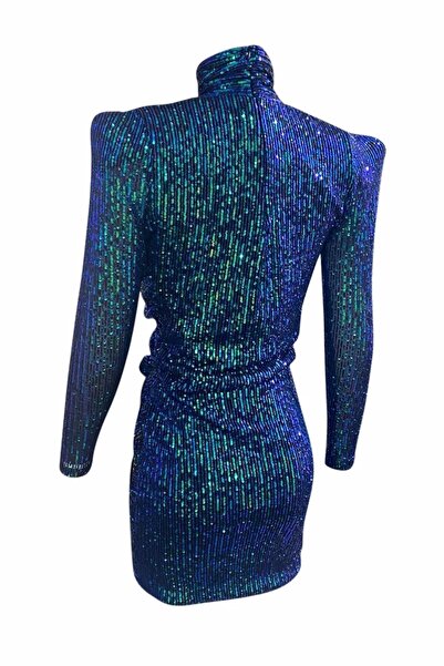 ElifNaz Yeşil Lacivert Payetli Elbise