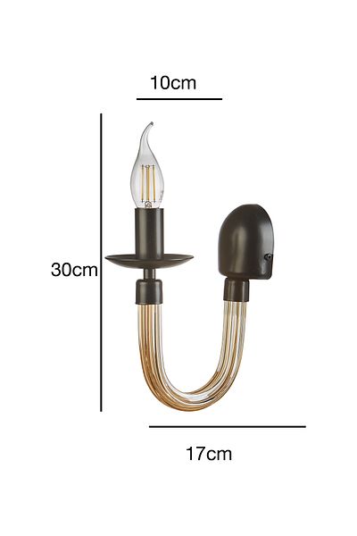 Bozyaka Aydınlatma Gina Black Pipe Glass Wall Sconce - Modern Indoor Rustic Led Bulb Included