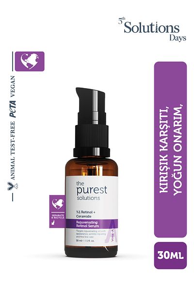 The Purest Solutions سيروم ليلي مضاد للتجاعيد وإصلاح الريتينول (فيتامين أ) 30 مل (1% ريتينول + سيراميد)