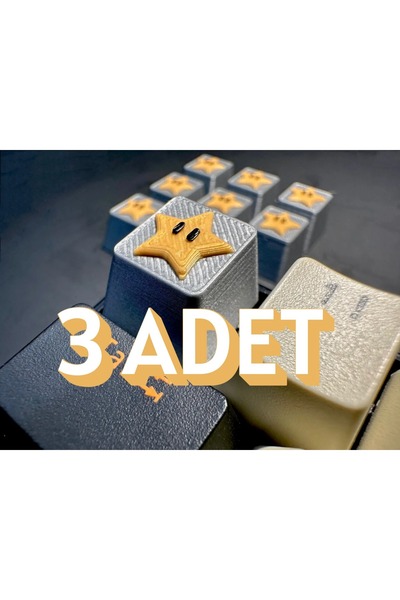 PUREYSMA Super Mario Yıldız Keycap 3’lü Set | Mekanik Klavye Uyumlu Renkli Tu...