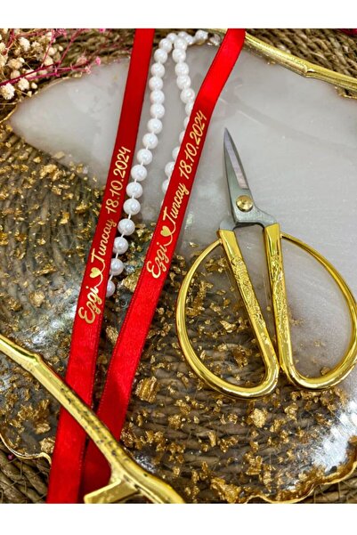 imzatasarım Dökülmeyen İncili İsimli Söz Nişan Kurdelesi Gold Baskılı Kırmızı...