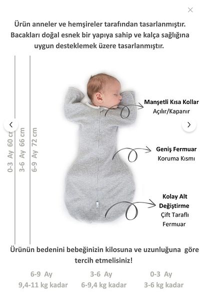 GUARAZ 100% Organic Cotton Soft Textured Baby Swaddle - Sleeping Bag with Glove Cuffs and Zipper