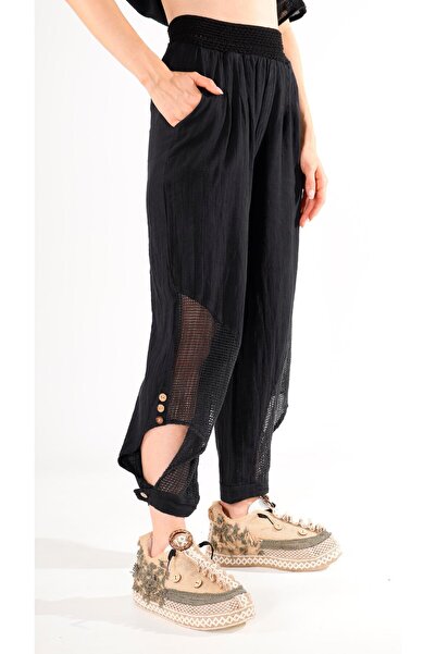 shE tekstil بنطلون شالوار من الكتان الشبكي