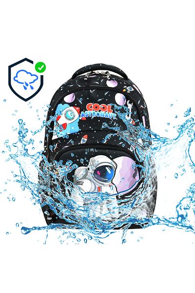 Bodmar Çanta Since 2023 Astronot Space 2 Boys' Black Boys' Primary School School Bag Set (Bag Thermal Nutrition Pen Holder)