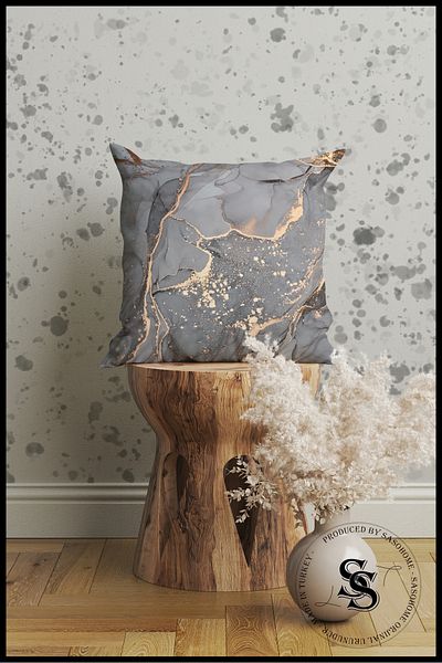 SasoHome Pernă decorativă cadou cu model de marmură gri-gălbuie - Fetă de pernă