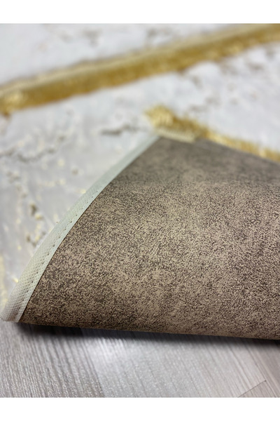 FeelHome Суадіє, м'яка як кроляче хутро, не ковзає, вбирає вологу, 2-х секційна суперлюксовий блискучий килимок для ванної кімнати, білий золотий