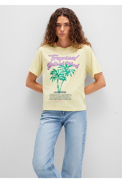 Mavi Beach Printed Yellow T-Shirt Regular Fit / Regular Cut 1613490-71319