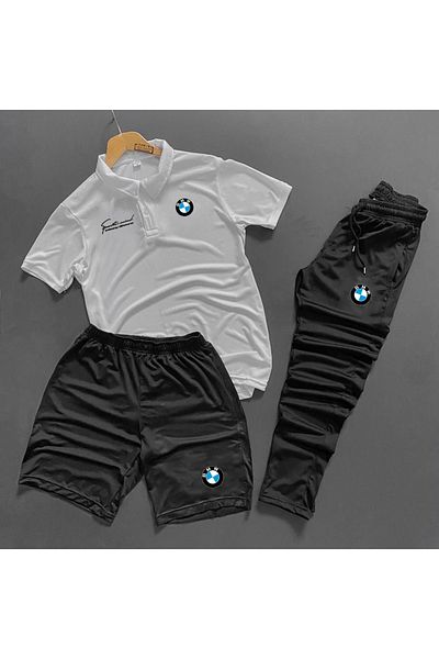 ByFourMan Unisex White m Sport Printed Short Sleeve T-Shirt Shorts Set