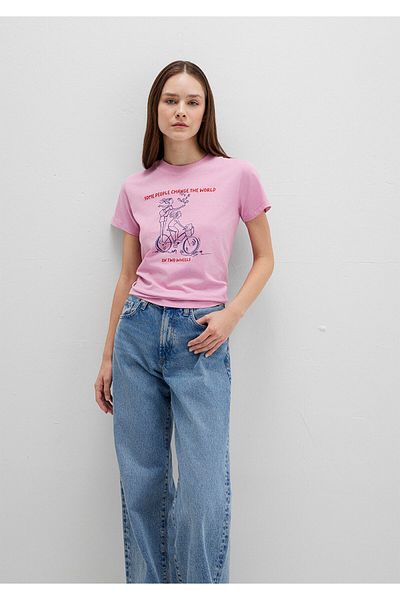 Mavi Bicycle Printed Pink T-Shirt Semi Slim Fit / Semi Slim Fit 1613465-71031