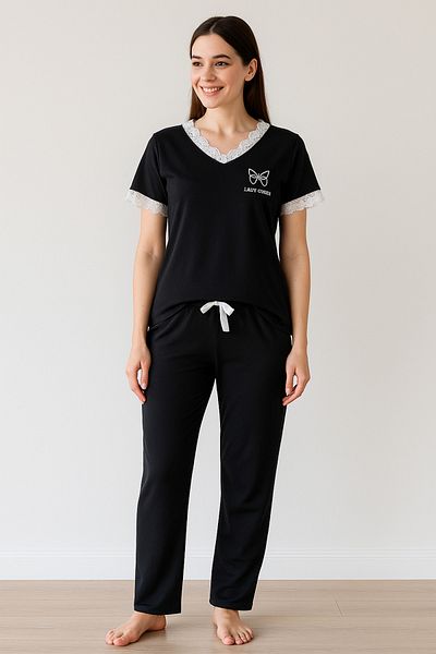 Lady Queen Set pijamale negre Bürümcük