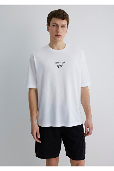 Mavi Minimal Logo Baskılı Beyaz Tişört Relaxed Fit / Rahat Kesim 0612710-620